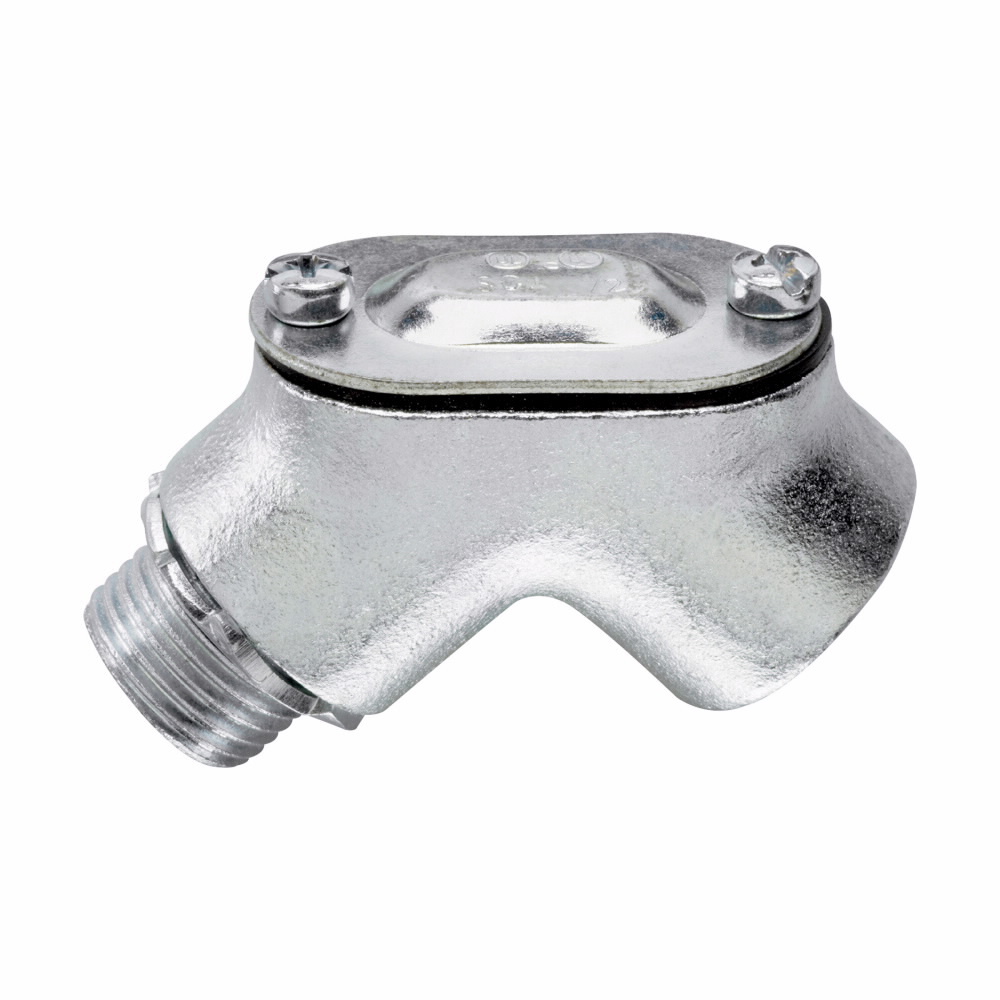 811 Male to Female Box Conduit Pull Elbow, 3/4 in Trade, 90 deg, Malleable Iron, Zinc Plated