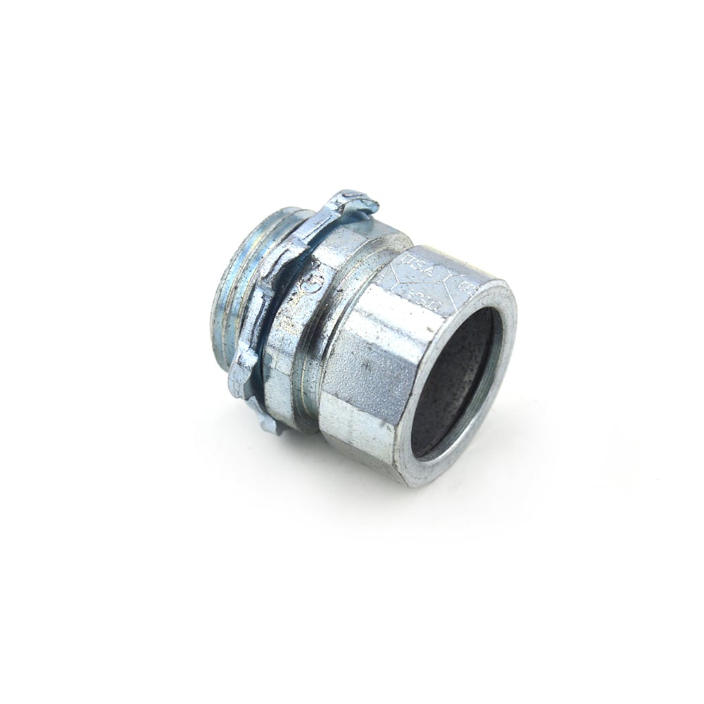 250-US Bridgeport Non-Insulated Compression Connector, 1/2 in Trade, For Use With EMT Conduit, Steel, Electro-Plated Zinc