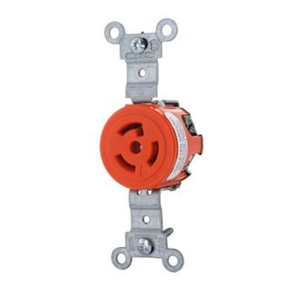4760-IG Extra Heavy Duty Isolated Grounding Single Locking Receptacle, 277 V AC, 15 A, 2 Poles, 3 Wires, Orange