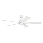 This Bowen 60in; ceiling fan in Matte White features clean, contemporary styling and has a pull chain on/off control that makes usage a breeze.