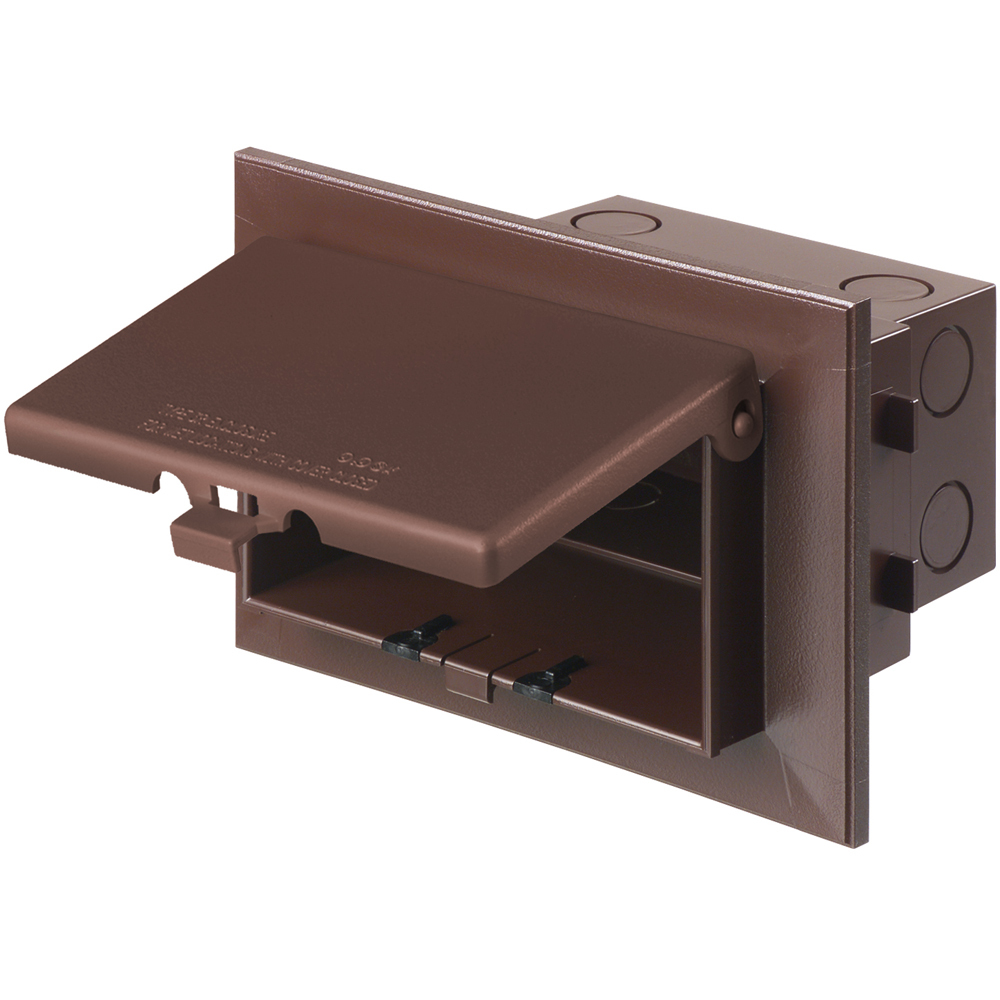 DBHB1BR InBox DB Series Low Profile Recessed Electrical Box With Weatherproof While-In-Use White Cover, Plastic, 22 cu-in Capacity, 1 Gang, 1 Outlet, 4.934 in L x 7.186 in W x 5.159 in D