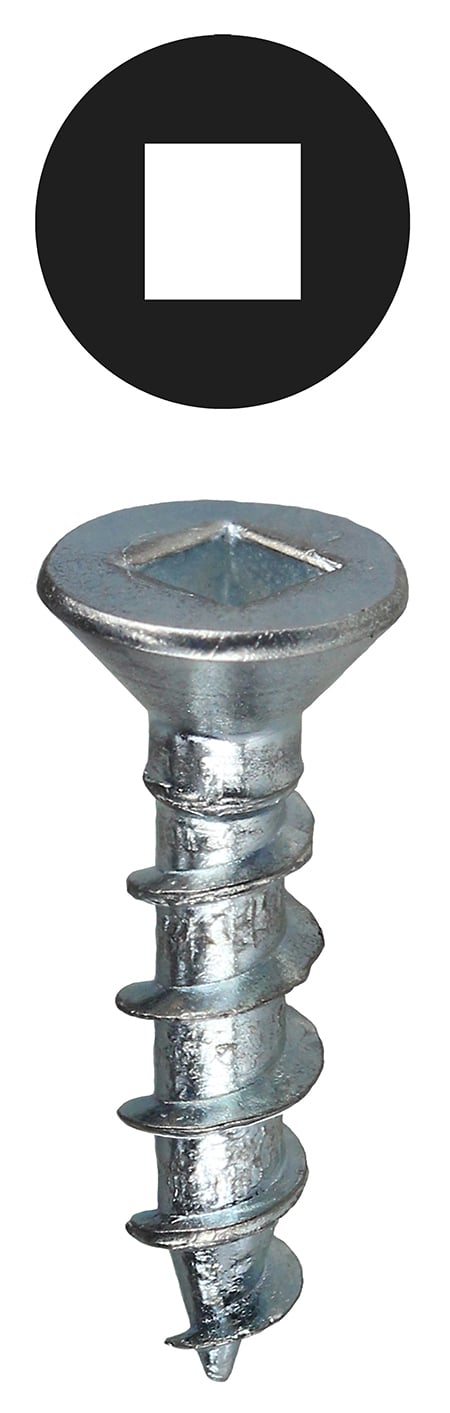 DDFW61 Wood Screw, #6, 1 in OAL, Flat Head, Steel, Square Drive, Zinc Plated