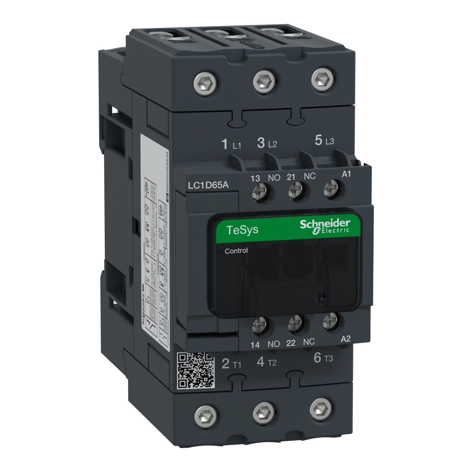 LC1D65AB7 TeSys D LC1D D-Line IEC Contactor With Protective Cover, 24 VAC V Coil, 80 A, 3NO Contact, 3 Poles