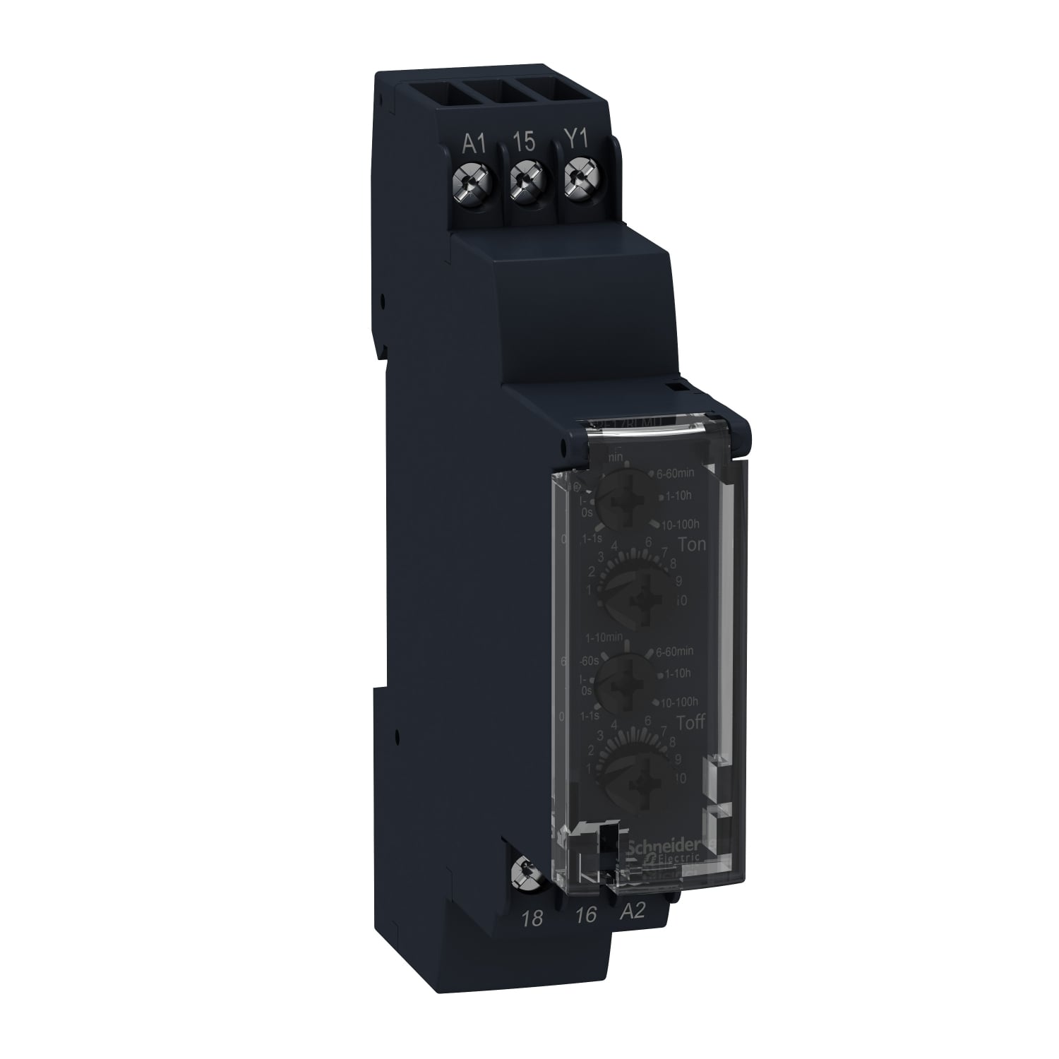 RE17RLJU Zelio Modular Timing Relay With Relay Output, 0.1 sec to 100 hr Setting, 12 V DC, 1 Form C SPDT Contact, 1 Poles