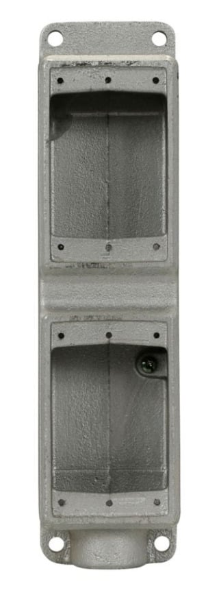 FS27 Condulet 1-Entry Shallow Tandem Device Box, 3/4 in Trade, 2 Gangs, Feraloy Iron Alloy, Aluminum Acrylic Painted/Electro-Galvanized