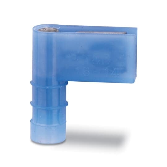 RB2577FM Sta-Kon 250 Female Disconnect, 16 to 14 AWG Conductor, 0.25 in W x 0.032 in THK Tab, Brazed Seam Barrel, Brass, Blue