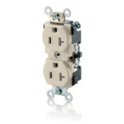 TBR20-T Duplex Tamper Resistant Straight Blade Receptacle, 125 V AC, 20 A, 2 Poles, 3 Wires, Light Almond