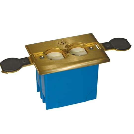 B121BFBB Carlon Adjust-A-Box Adjustable Non-Metallic Floor Box, Brass, 20 cu-in Capacity, 1 Gangs, 2 Outlets, 2.8 in L x 4.36 in W x 3.3 in H