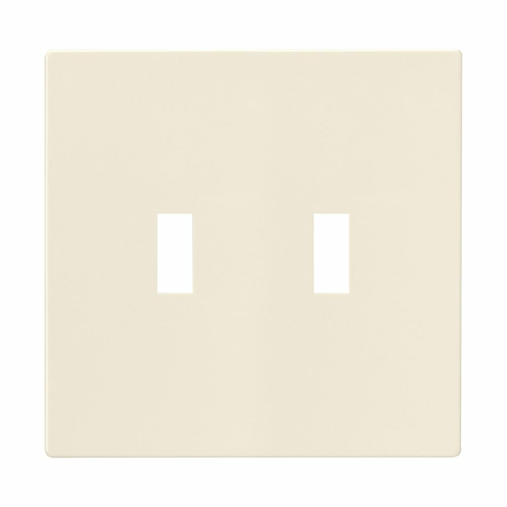 Eaton Screwless wallplate, Screwless, Lt. Almond, Toggle Cutout, Polycarbonate, Two- gang, Mid-size