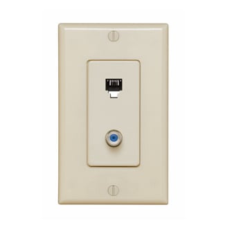 40159-I Decora Screw Terminal Telephone/Video Wall Jack Assembly, 1 Gang, 3 in W, Wall Mount