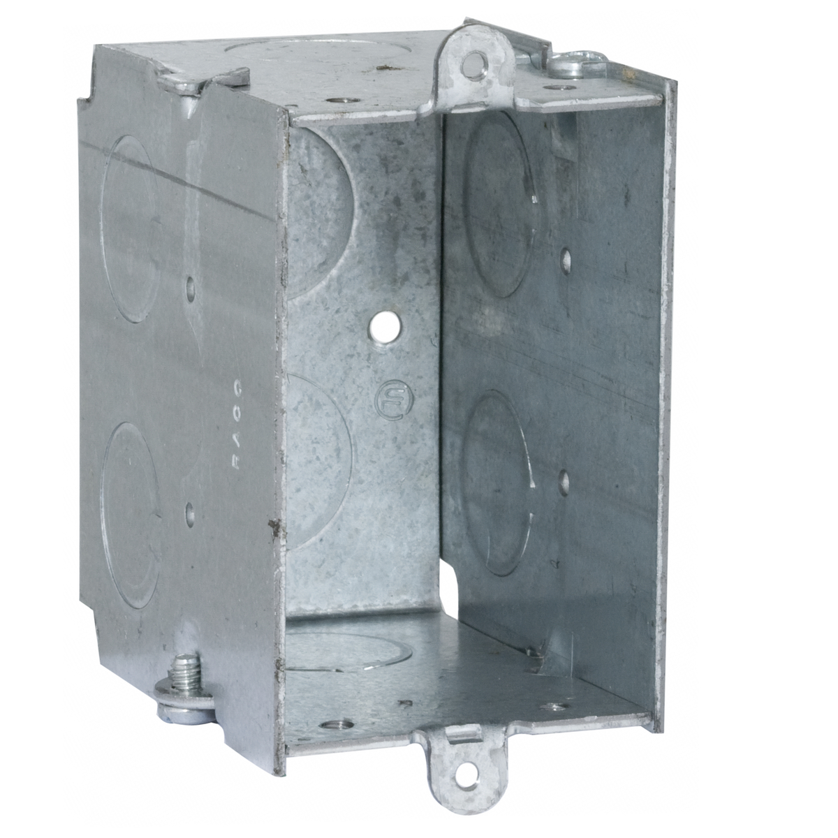 561 Gangable Switch Box, Steel, 14 cu-in, 1 Gang, 1 Outlet, 8 Knockouts