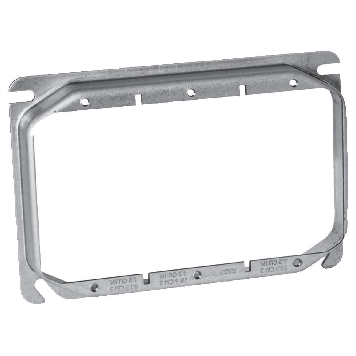 HBL793 3-Gang Folded Standard Mud Ring, 5.87 in L x 4.06 in W x 3/4 in D, Steel, 5/8 in Raised