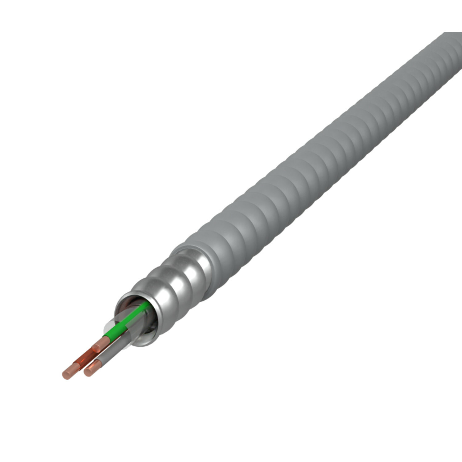 2304-60-00 Type MC Jacketed Armored Cable, Reel Packaging, 600 V, (2) 12 AWG Solid Copper Conductor, 1000 ft L