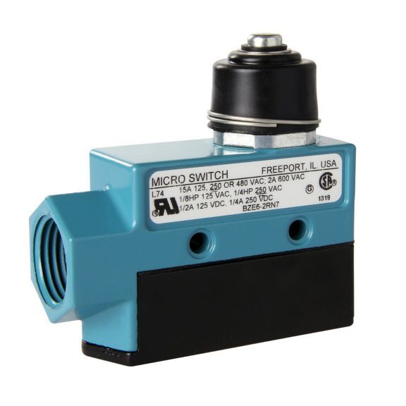 BZE6-2RN7 MICRO SWITCH E6/V6 Medium Duty Standard Limit Switch, 600 VAC/250 VDC, 22 A, 1NO-1NC DPDT Contact, 1 Poles