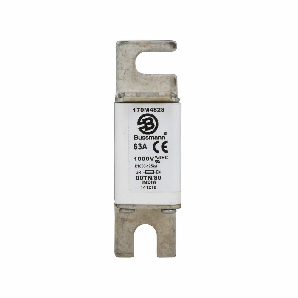 170M4828 Semi-Conductor High Speed Fuse, 63 A, 1 kV, 125 kA Interrupt, Class: aR, Square Body