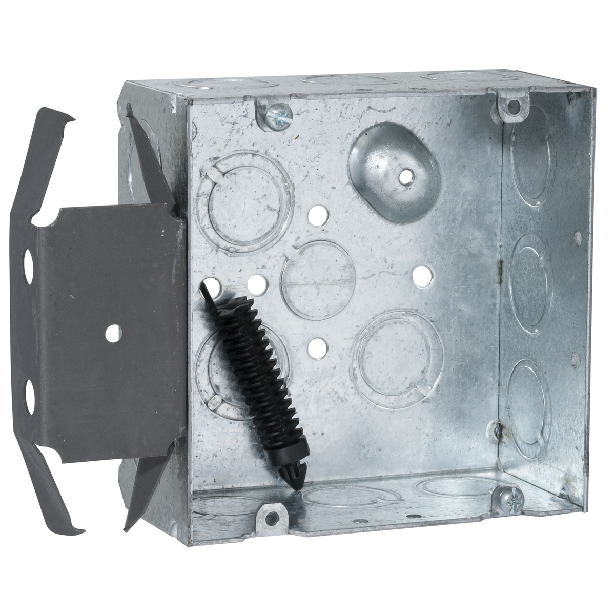 266 Square Box, Steel, 42 cu-in Capacity, (14) Knockouts, 4-11/16 in H x 4-11/16 in W x 2-1/8 in D