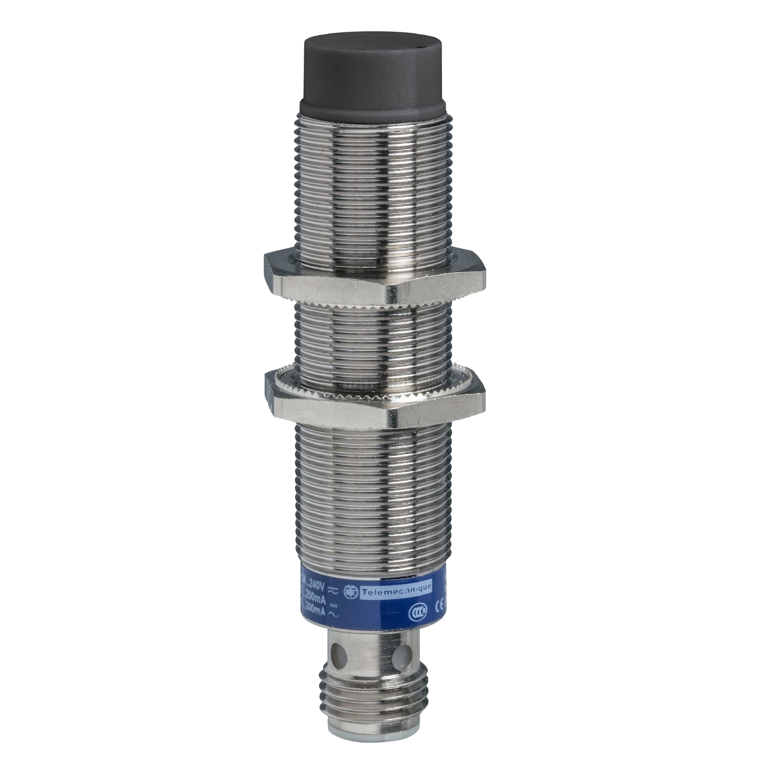 XS618B4PAM12 OsiSense XS 3-Wire Cylindrical Fixed Universal Inductive Proximity Sensor, Inductive, PNP/Discrete Output, 1NO Contact, 12 to 48 V DC