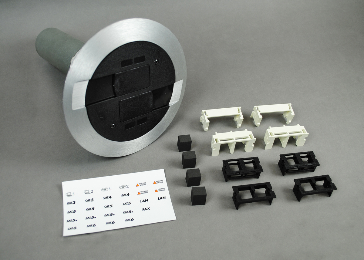RC9AMDTCGY RC9AMD Single Service Poke-Through Assembled Unit With Scrub Water Gasket, 3 in Hole, 2 Gangs, 7 in Cover, Steel