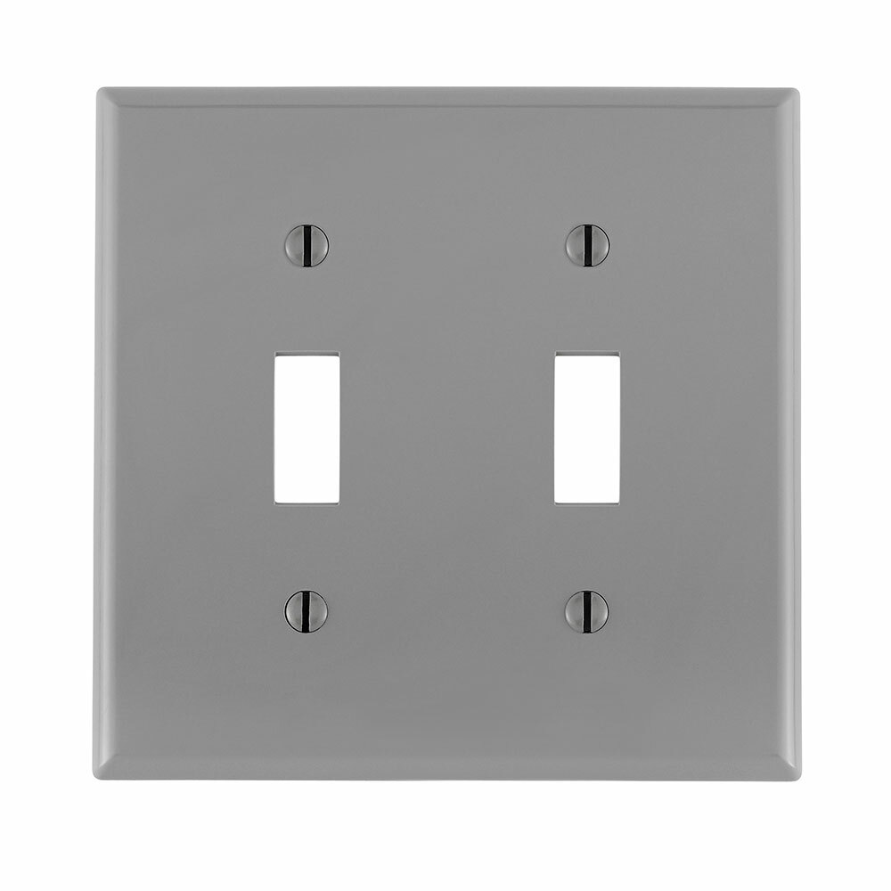 80709-GY Standard Size Traditional Wall Plate, 2 Gangs, 4.56 in W x 4.5 in H, Thermoplastic, Gray