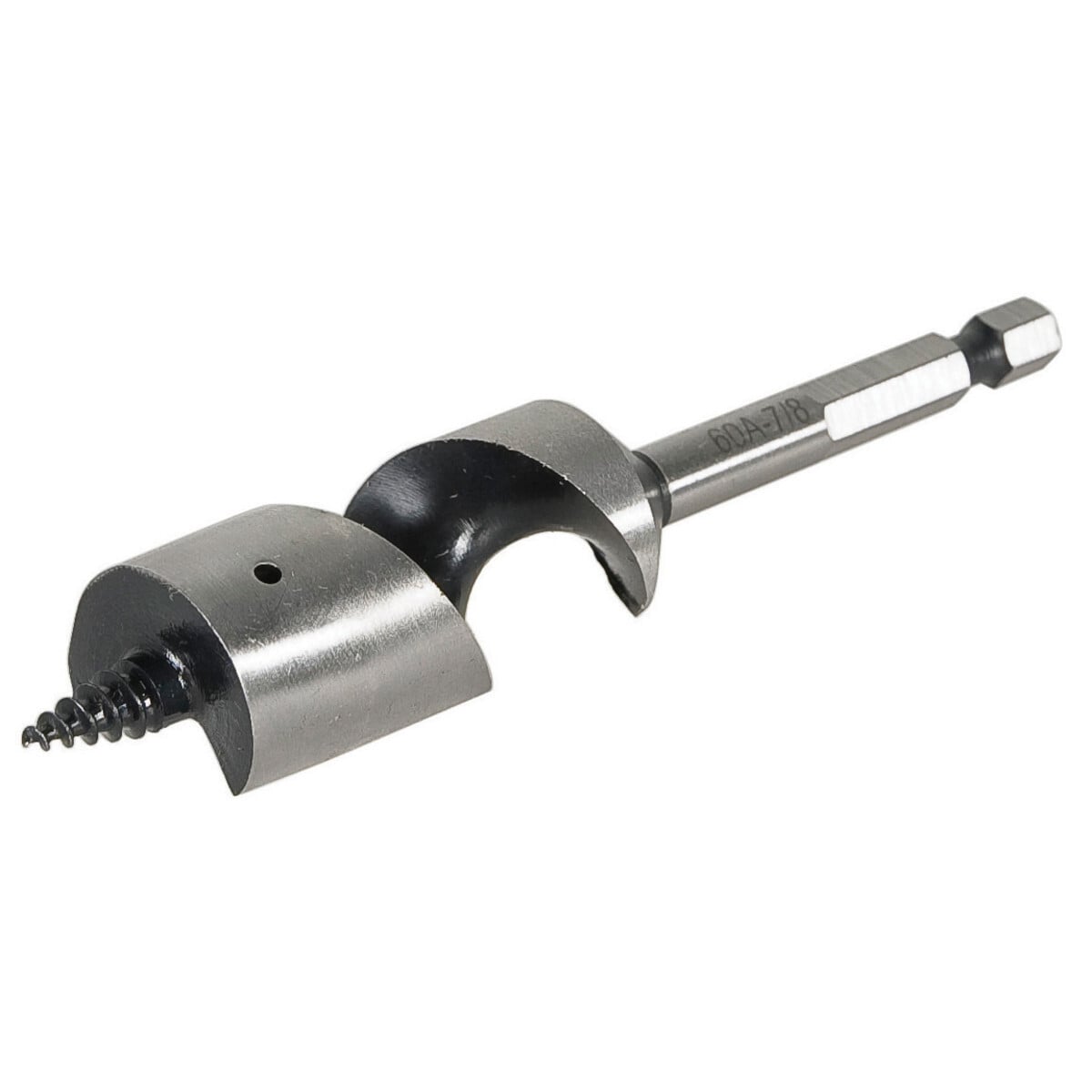 60A-7/8 Quick-Change Auger Wood Drill Bit, 7/8 in Dia, 4-1/2 in OAL, Spiral Flute, 1/4 in Shank