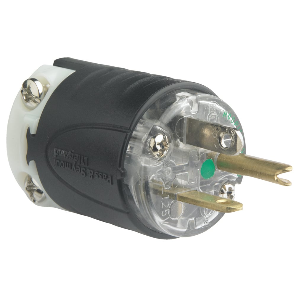 PS5366XHG 20 Amp, 125V Extra-Hard Use Hospital-Grade Plug, Black and Clear