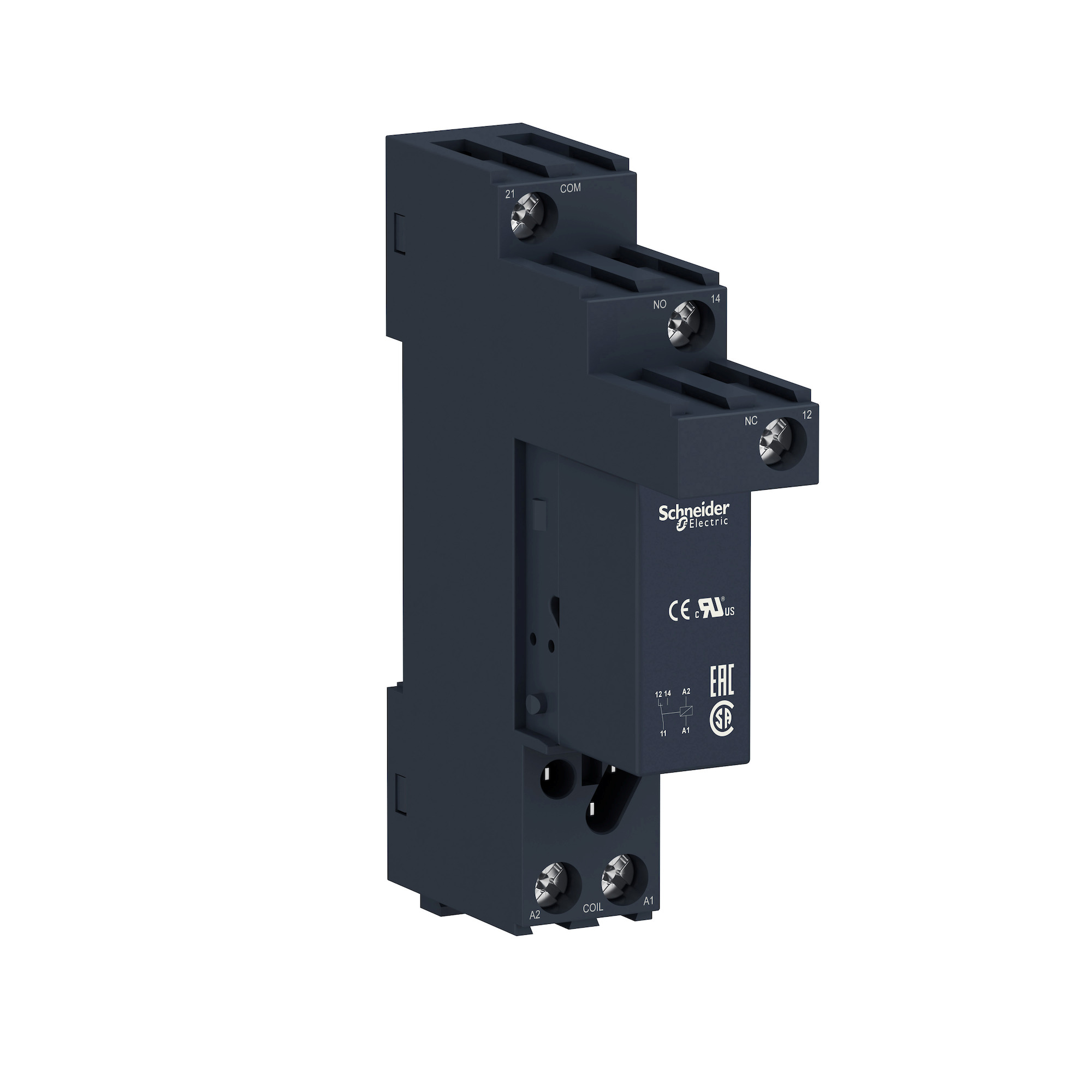 RSB1A120F7S Zelio Interface Plug-In Relay With Socket, 12 A, 1CO 1 Form C SPDT Contact, 120 V AC V Coil