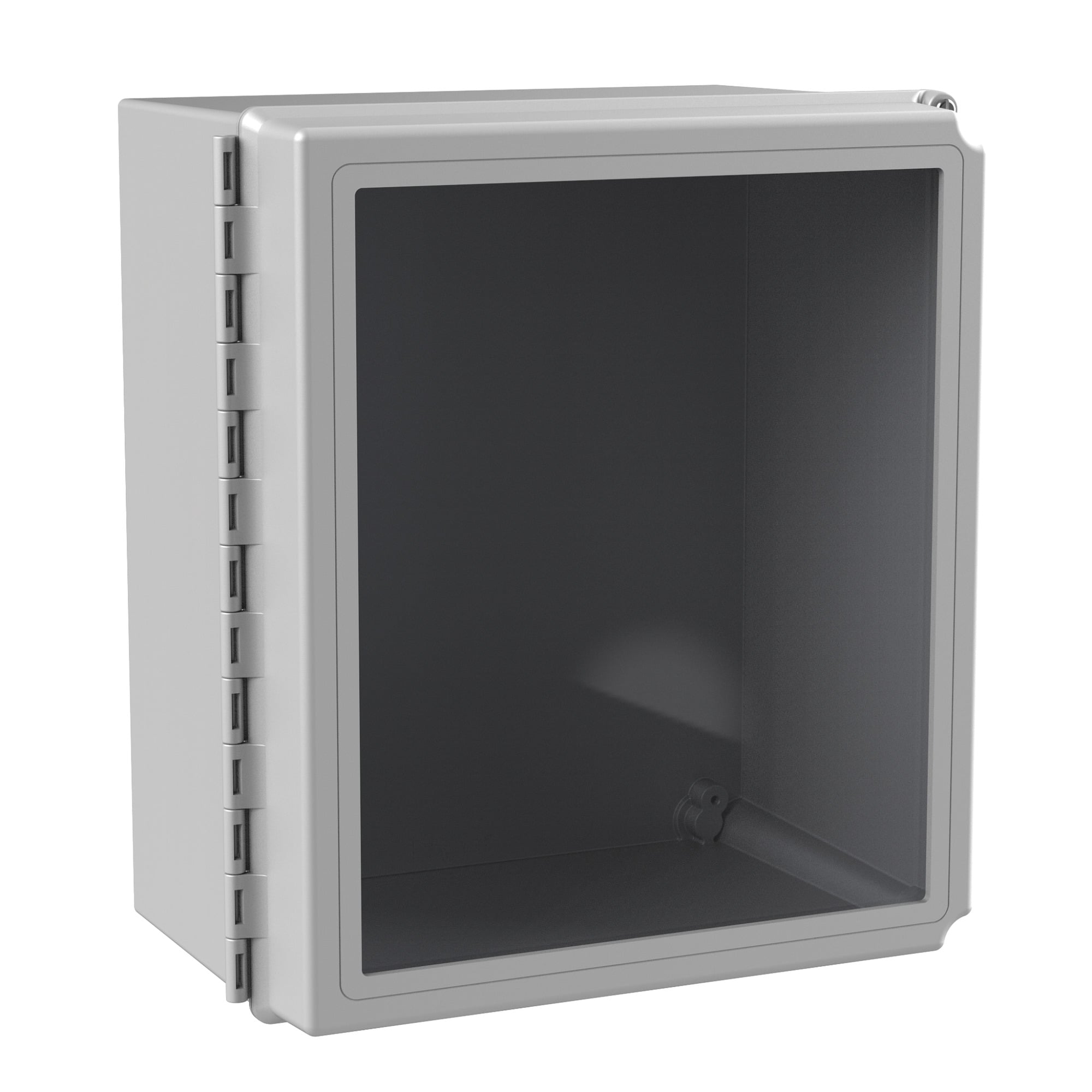 A14128CHSCFGW Enclosure, 14 in H x 12 in W x 8 in D, Continuous Hinged/Screw Cover, NEMA 4X/IP66 NEMA Rating, Fiberglass