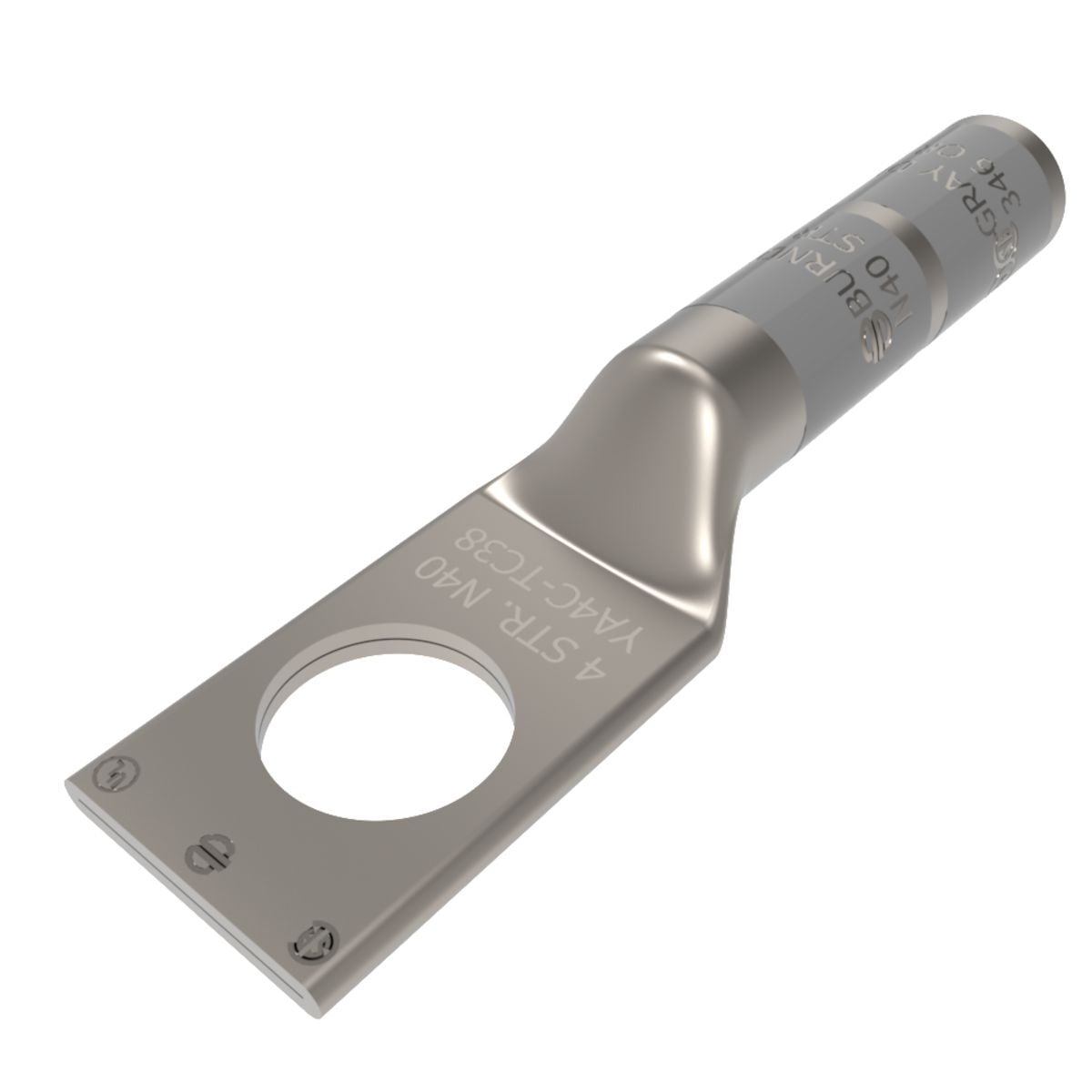 YA4CN YA Series 1-Hole Uninsulated Compression Lug, 4 AWG Stranded Copper Conductor, Die Code: 8/346, 1/2 in Stud, Tin Plated Copper