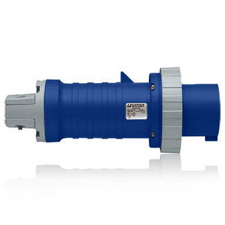 460P9W Watertight Pin And Sleeve Plug, 250 VAC, 60 A, 3 Poles, 4 Wires, Blue