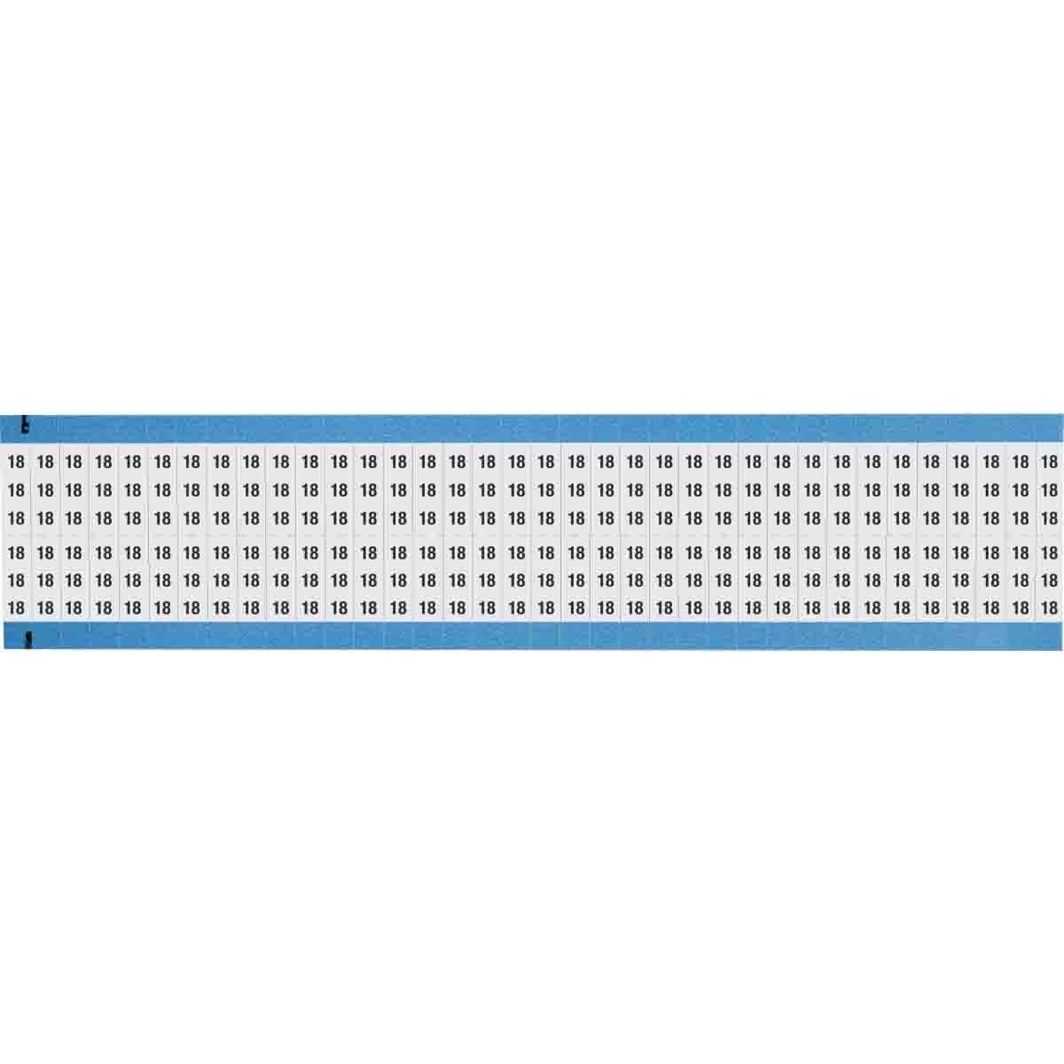 WM-18-SC-PK WM Series Card Mount Pre-Printed Solid Number Wire Marker Card, 3/4 in L x 1/4 in W, Black on White, B-500 Repositionable Vinyl Coated Fabric, 72 Markers per Card