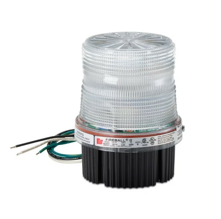 FB2LED-QC-120-240 Warning Light, 120 to 240 V AC, 4.1 in Dia, Surface Mounting, Black/Clear