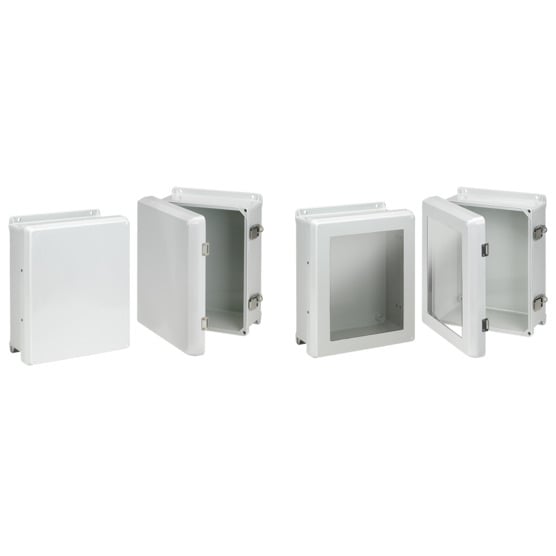 HJB1816HWPL2LG Enclosure, 19.31 in L x 17.31 in W x 9.58 in D, NEMA 4X/IP66 NEMA Rating, Fiberglass