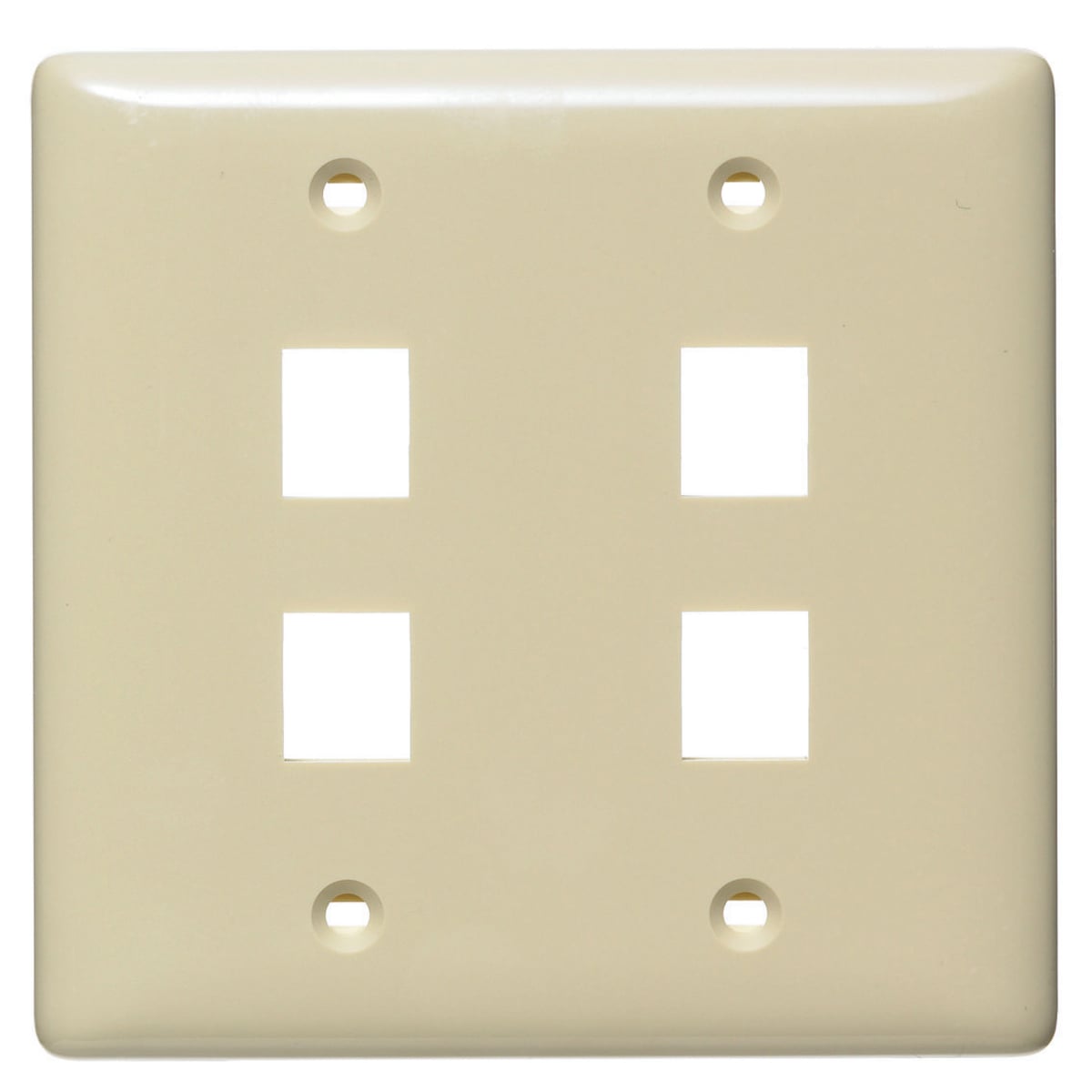 NSP24I Standard Vertical Multimedia Faceplate With Jack, 2 Gangs, 4 Ports, Fastened Mount, ABS