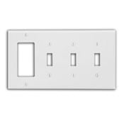 80732-I Decora Standard Size Combination Wall Plate, 4 Gangs, 8.19 in W x 4.5 in H, Thermoplastic, Ivory
