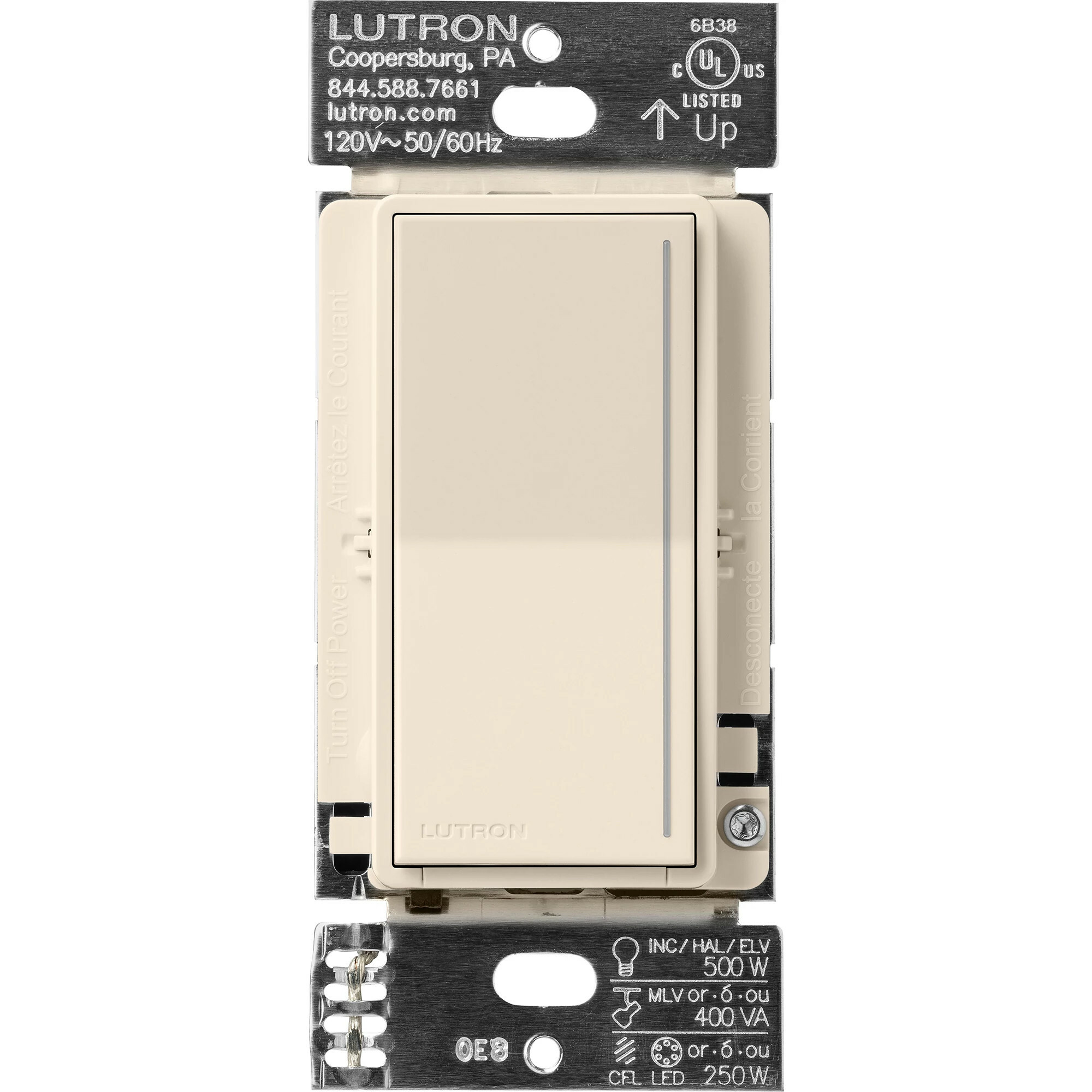 ST-PRO-N-LA Sunnata PRO LED+ Touch Dimmer, Phase Selectable, LED/MLV/ELV, 1 Pole/Multi-Location, Neutral Required, Light Almond