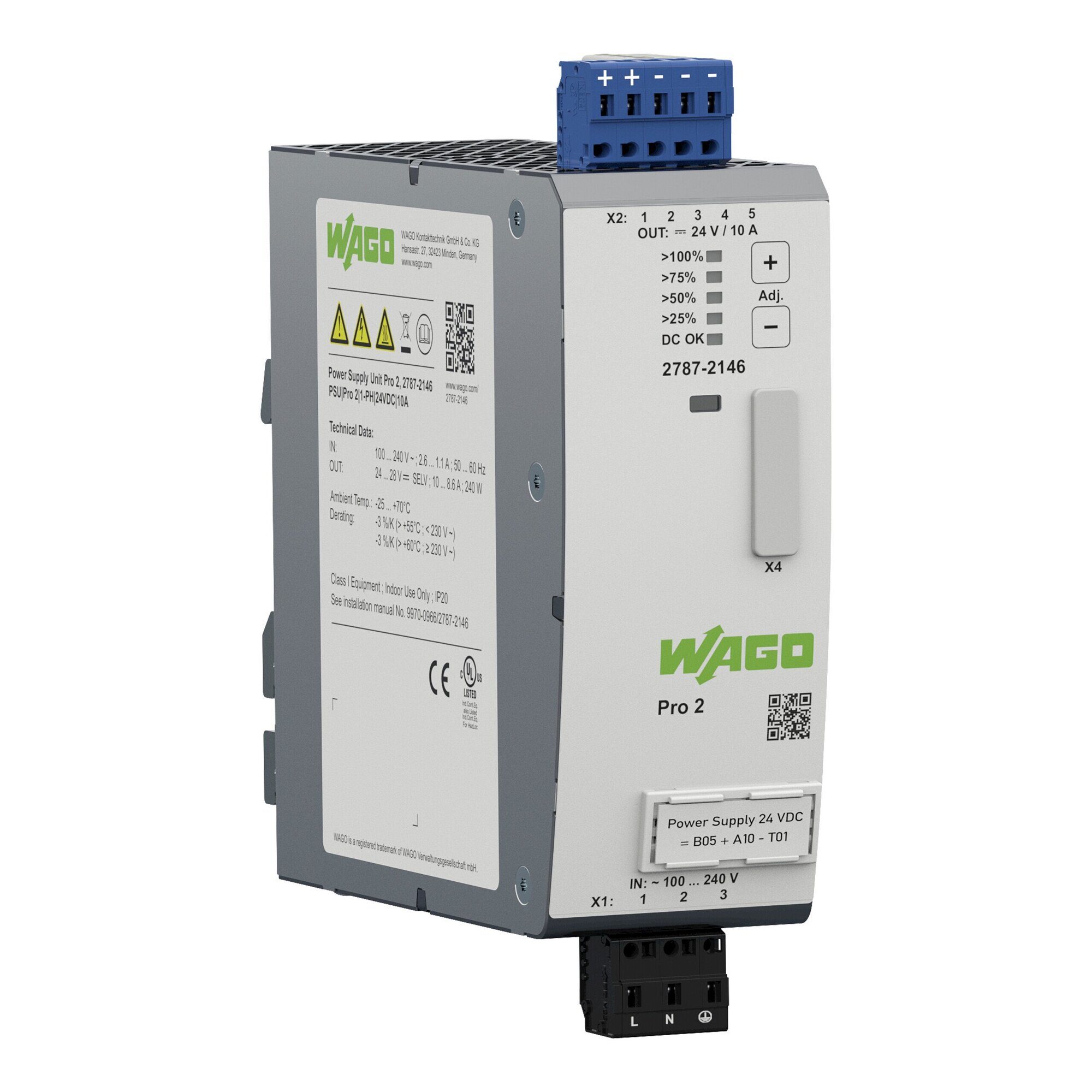2787-2146 Pro 2 Power Supply, 10 Amp, 24 VDC, 1 Phase