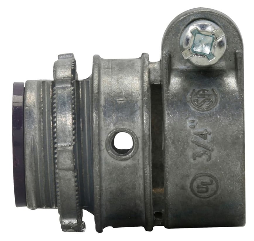 1708DC Insulated Straight Threaded Squeeze Conduit Connector, 1/2 in Trade, For Use With Flexible Metallic Conduit Fitting, Die Cast Zinc, Zinc Plated