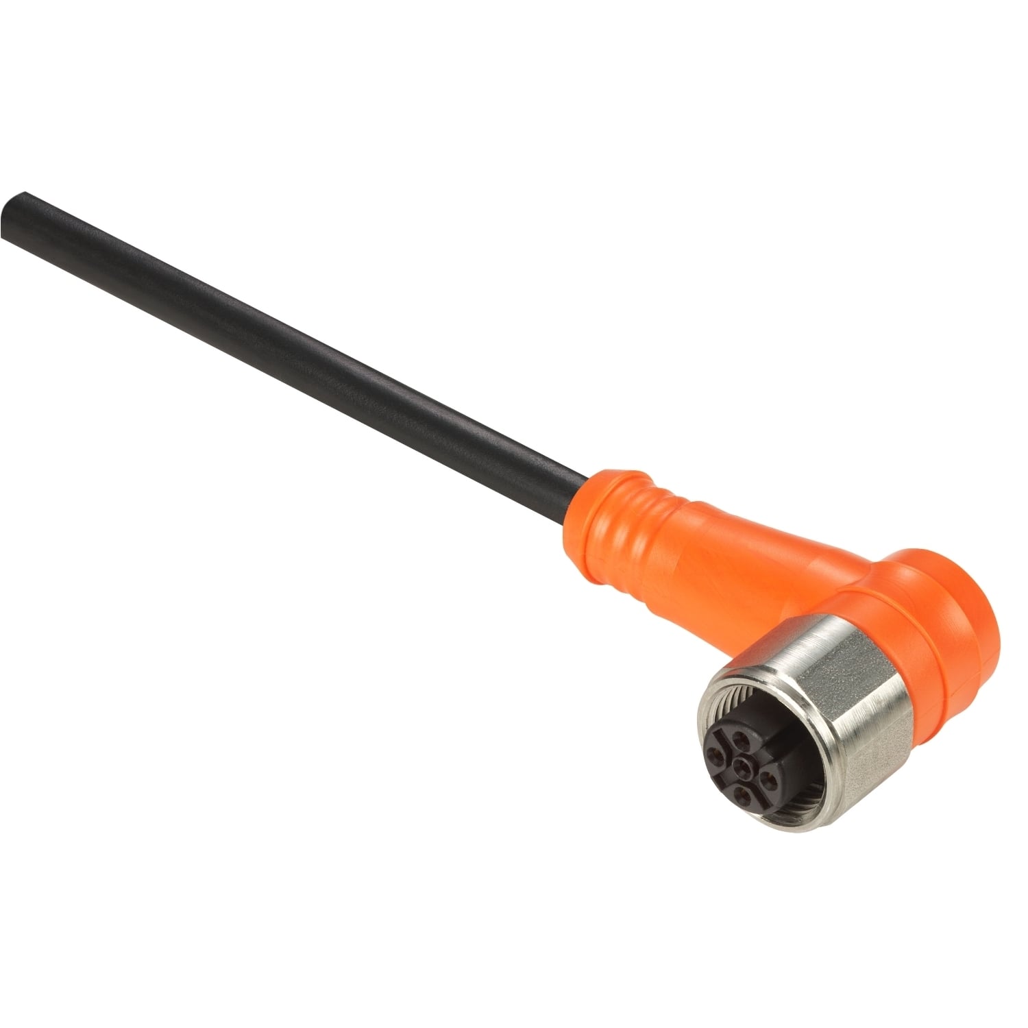 XZCPA1241L5 Screw-On Pre-Wire Connector, 250 V AC to 300 V DC, 4-Pin M12 Jack End Connection, 5 m L, (4) 0.34 sq-mm Conductor, PVC