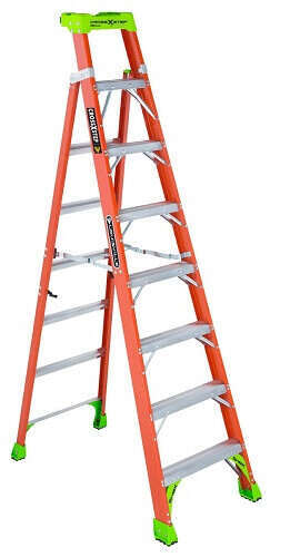 FXS1512 FXS1500 Type IA 2-in-1 Cross Step to Shelf Ladder, 12 ft H Ladder, 300 lb Load, 11 Steps, Fiberglass, A14.5