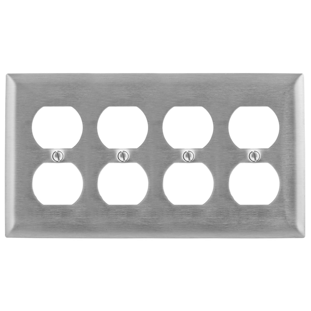 SS84 Standard Receptacle Wall Plate, 4 Gangs, 302/304 Stainless Steel