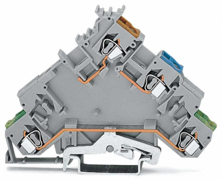 280-574 Operating Tool Actuator Supply Terminal Block, 400 V, 20 A, 28 to 12 AWG Wire, 3 Poles, DIN Rail Mount