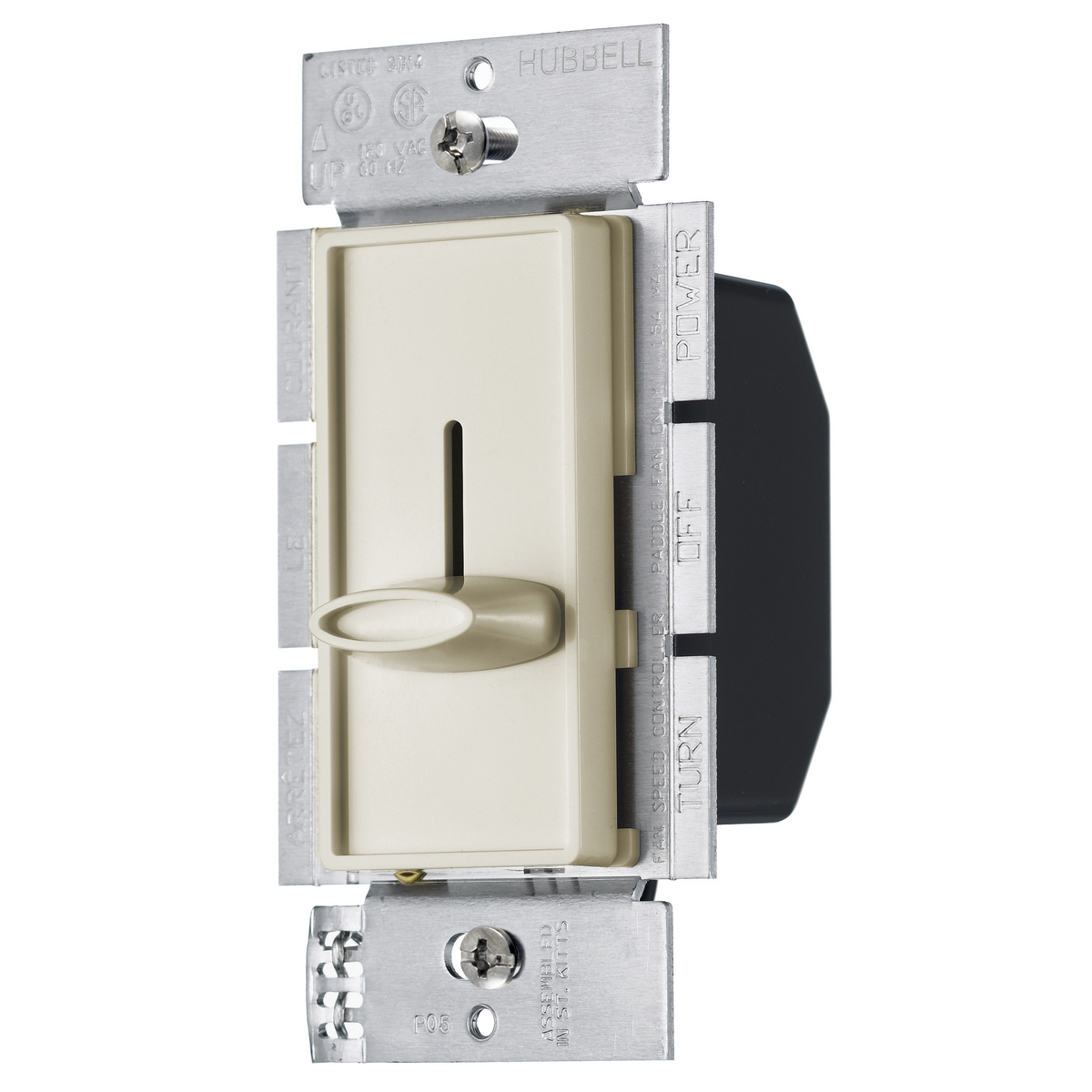 RSFSQFI RSFSQF 1-Pole Standard Fan Speed Control, 120 V AC, 1.5 A, 3-Speed Slider/Variable Operational Mode, Plastic, Ivory