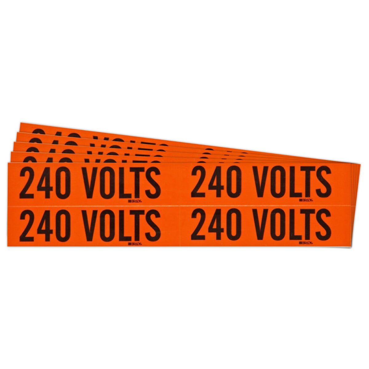 152354 CleanLift Repositionable Rectangle Self-Adhesive Style B Conduit and Voltage Label, 4-1/8 in W, 240 VOLTS Legend, Black Legend, Orange Background, B-498 Vinyl Cloth
