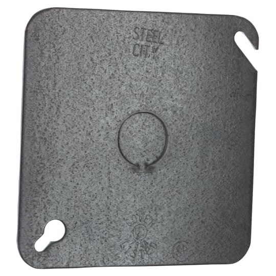 72-C-6 Steel City Outlet Box Cover, 4-11/16 in L x 4-11/16 in W, Flat Cover, Steel