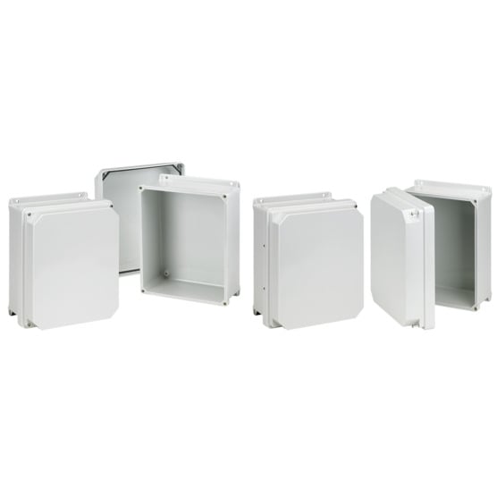 RHJ1816HWLG HJ Series Enclosure, 19.32 in L x 17.31 in W x 11.07 in D, NEMA 4X NEMA Rating, Fiberglass