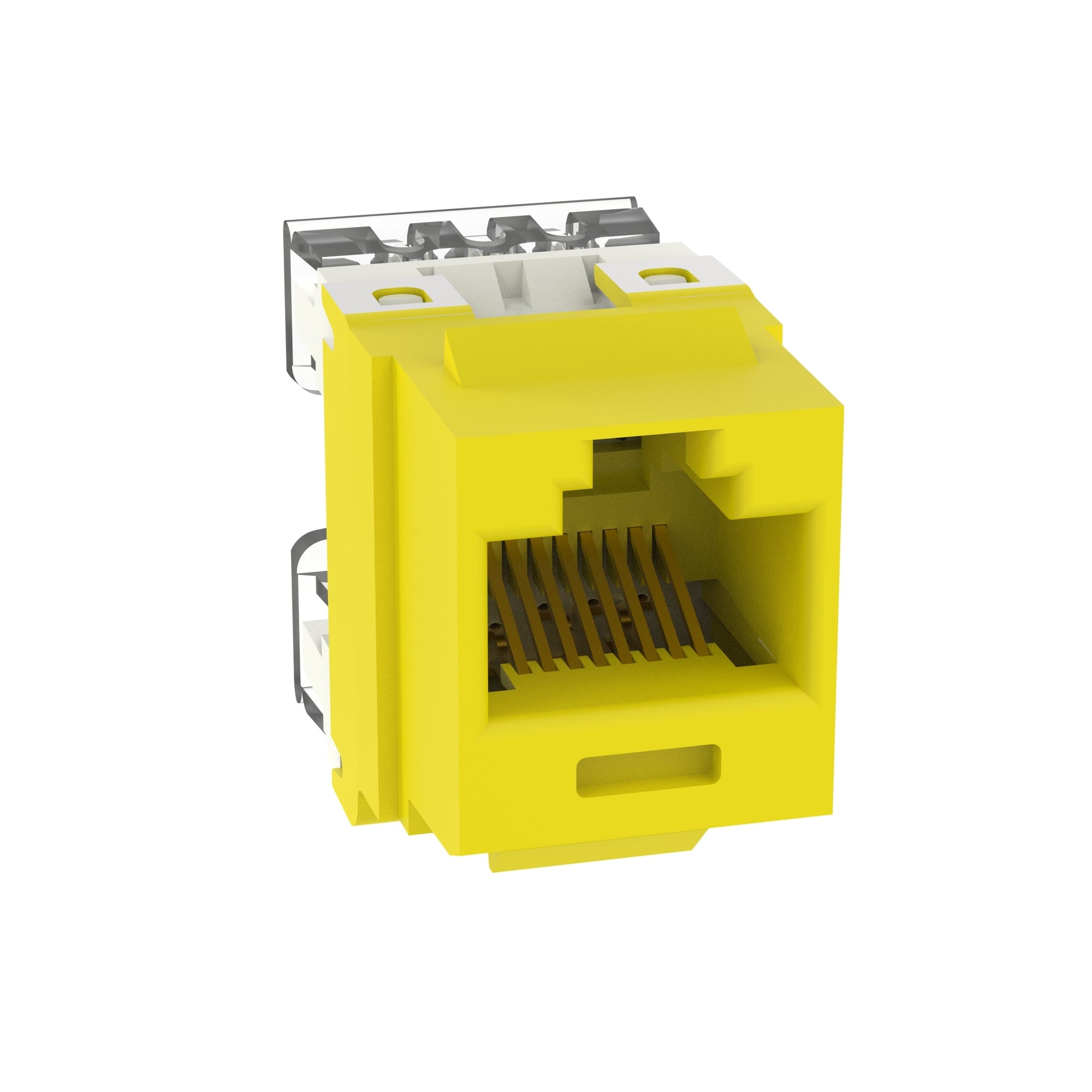 NKP5E88MYL NetKey 1-Slot 8-Position 8-Wire Punchdown Unshielded Keystone Jack Module, Cat 5e/Keystone Module, Surface Mount, 1 Port, ABS/Polycarbonate, Yellow