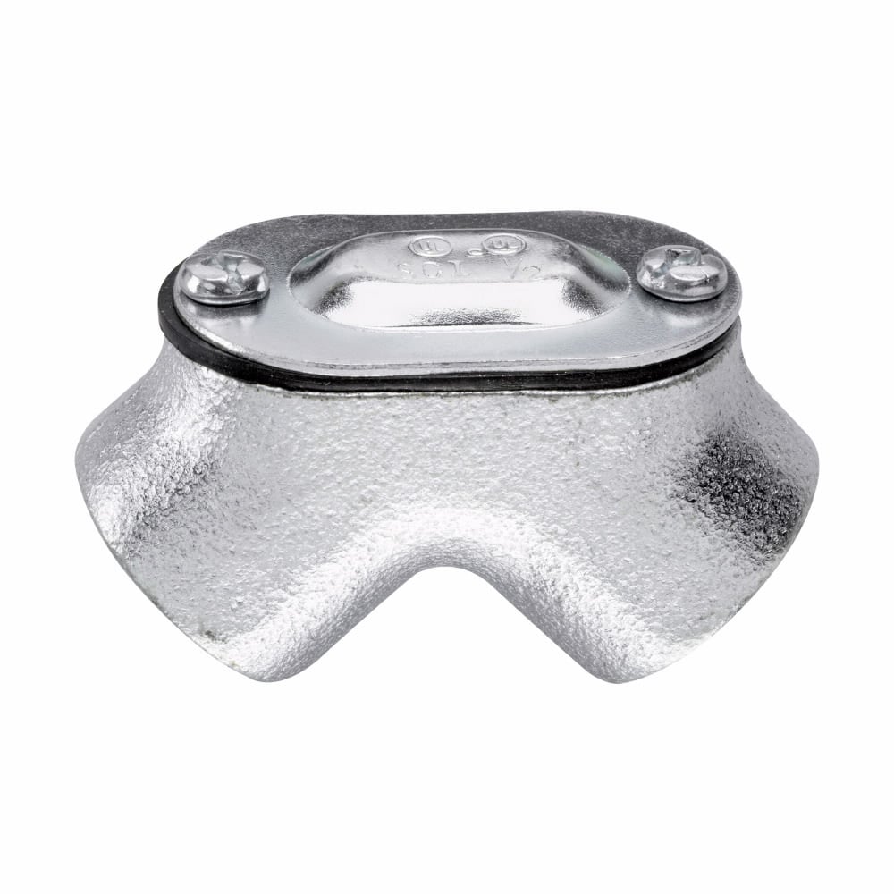824 Female to Female Conduit Pull Elbow, 1-1/2 in Trade, 90 deg, Malleable Iron, Zinc Plated