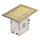 Single Gang Flush Service Residential Floor Box, 18 Cubic Inches, Length 3 Inches, Width 2 Inches, Depth 3-1/2 Inches, 1/2 Inch Knockouts, Galvanized Steel with Nickel Cover, GFI Receptalce 15A 125V, Tamper Reistant, For Wood, Ceramic Tile, or Carpeted Floor Applications