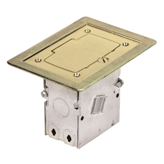 71W-GFCI-N Steel City Flush Service Floor Box, Stamped Steel, 18 cu-in, 1 Gang, 3 in L x 2 in W x 3-1/2 in D