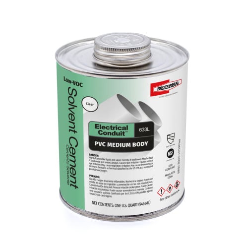55985 633L Medium Body Electrical Conduit Solvent Cement, 1 qt Container, Clear, For Use With PVC Pipe